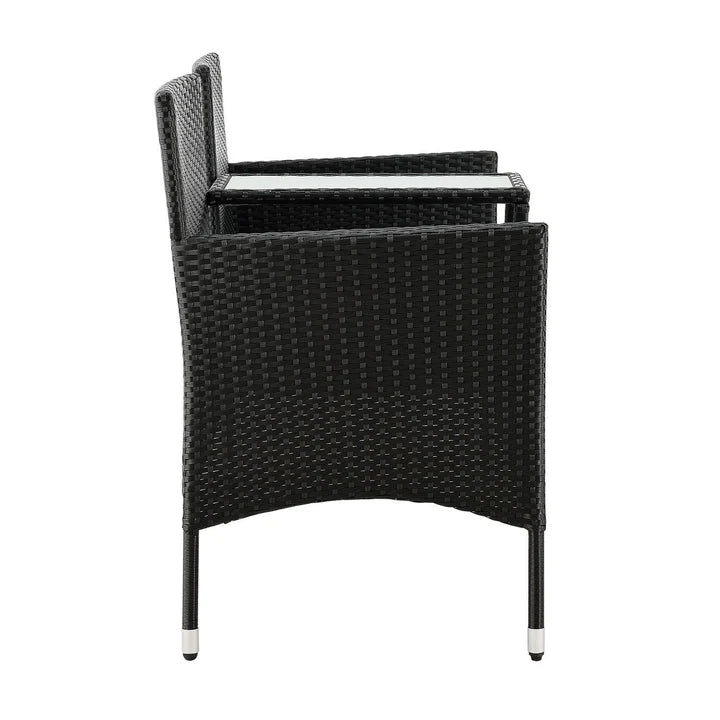 Polyrattan Gartenmöbel Sitzgruppe Monaco in schwarz und dunkelgraue Bezüge