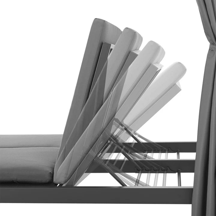 Transat double lounge bed Crète - transat avec toit en gris