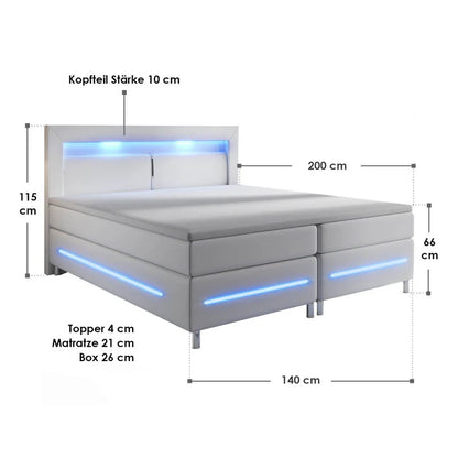 Letto box spring Norfolk 140x200 cm bianco