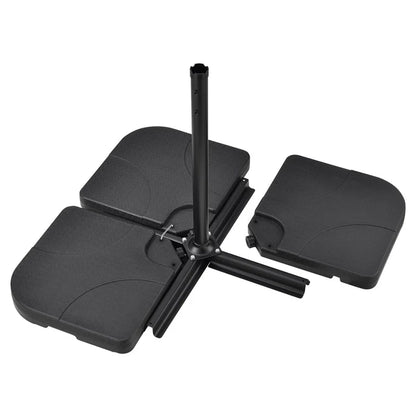 Jeu de 4 poids de parapluie quadruples remplissables jusqu'à 80 kg en PEHD noir