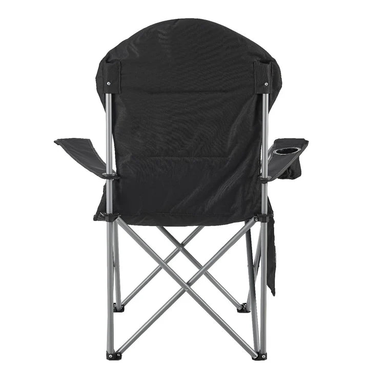 Chaise de camping Lido Noir Chaise pliante rembourrée avec porte-gobelet et sac