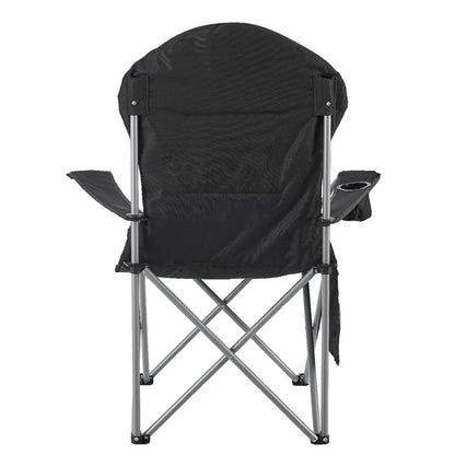 Chaise de camping Lido Noir Chaise pliante rembourrée avec porte-gobelet et sac