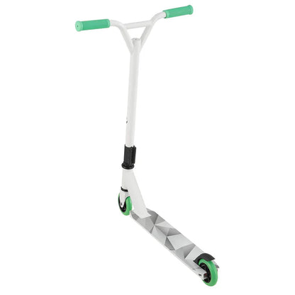 Stunt Scooter Futuriste en Blanc Vert Trick Scooter avec direction à 360°