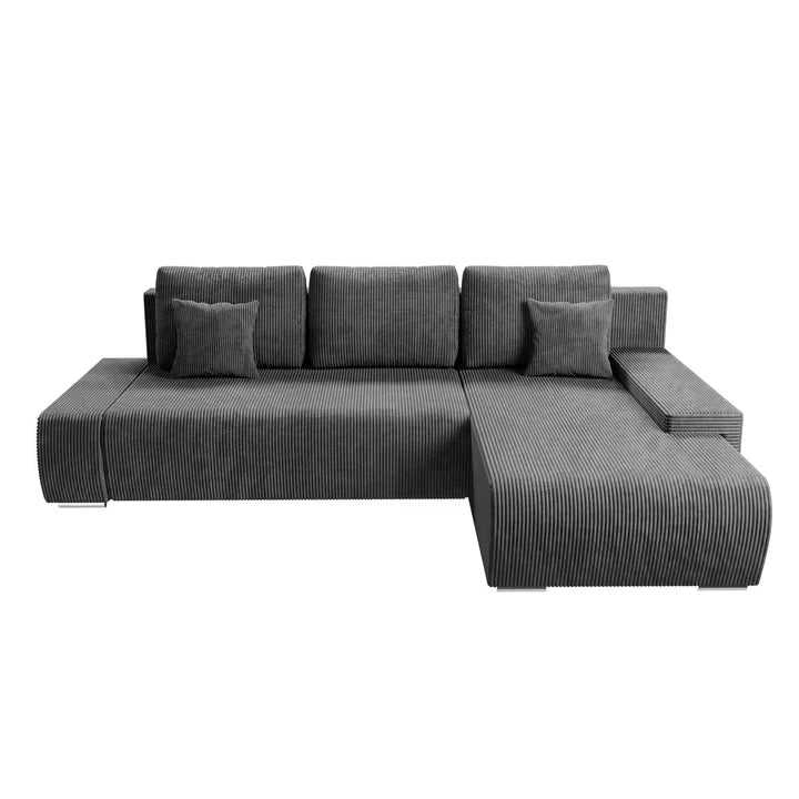 Sofa Iseo mit Schlaffunktion mit Cord-ähnlichem Stoff Dunkelgrau - Palo24