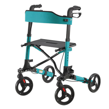 Aluminium Rollator Vital klappbar mit Sitzfläche & Einkaufstasche in petrol