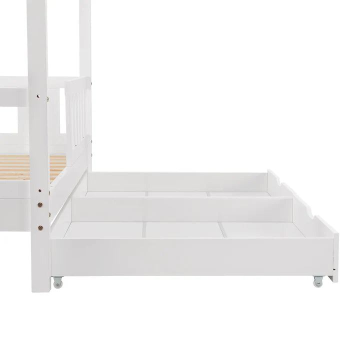 Letto per bambini Marli 80 x 160 cm con contenitore e rete a doghe bianco