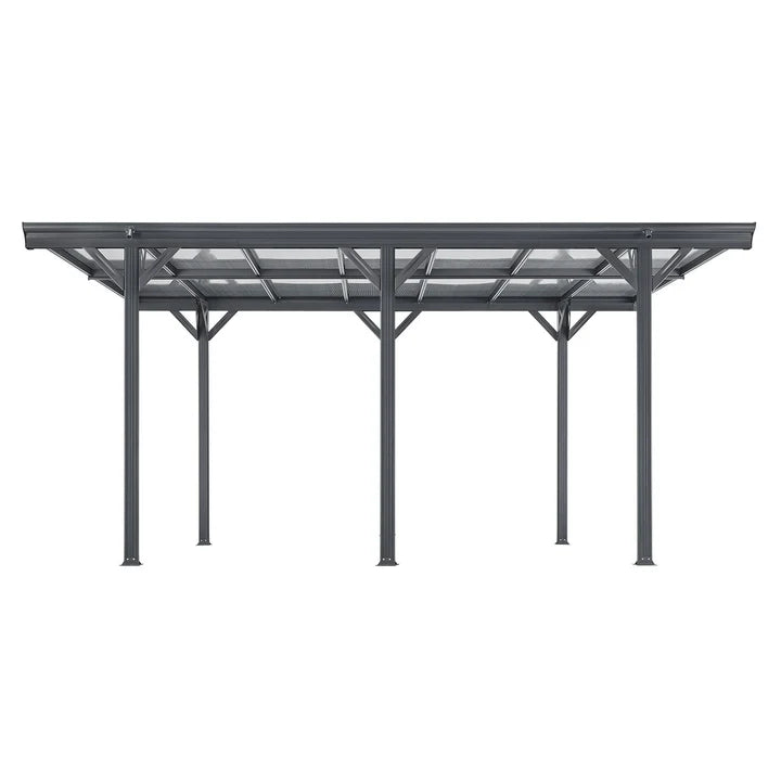 Abri de voiture à toit plat 5 x 3 m en gris foncé