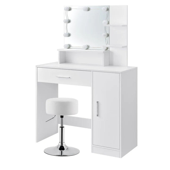 Schminktisch Zoey mit LED & Hocker Tonia - Palo24