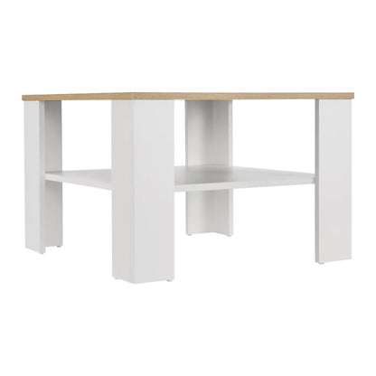 Couchtisch in Weiss mit Holzoptik 60x60 cm