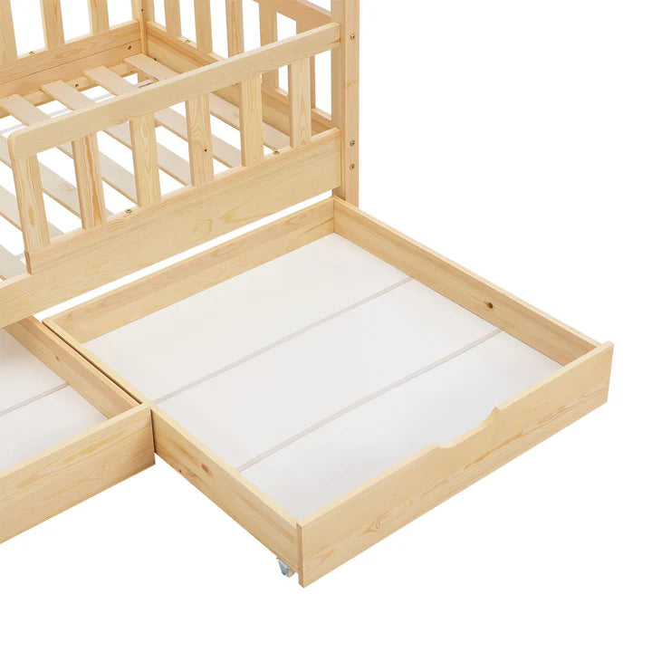 Letto per bambini Marli 80 x 160 cm con cassone e rete a doghe naturale