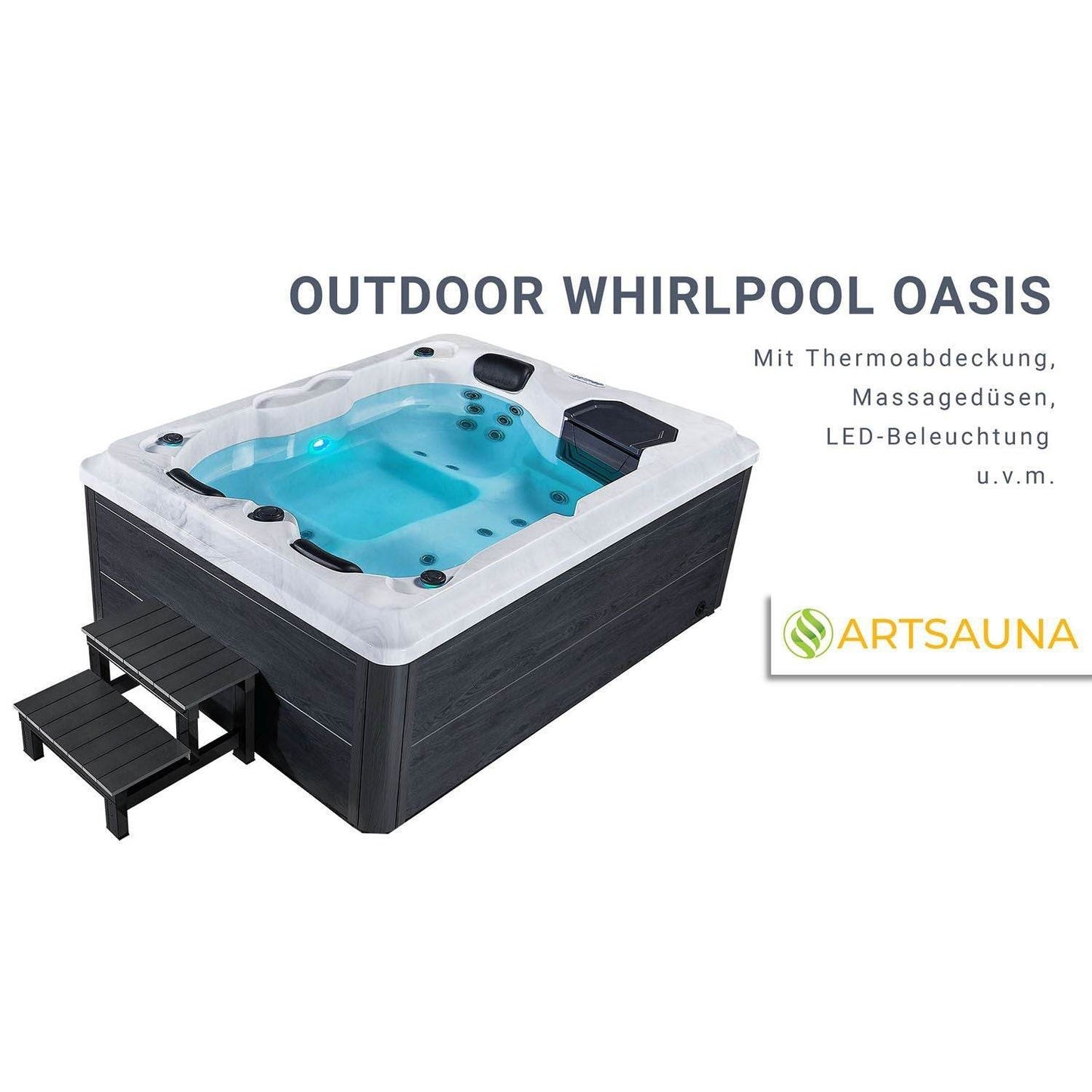 Outdoor Whirlpool Oasis mit LED Massagedüsen - Palo24