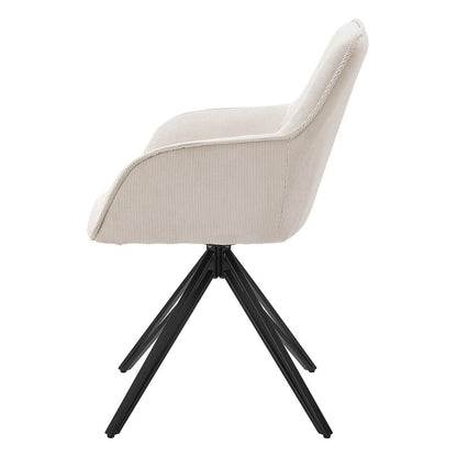 Esszimmerstuhl Drehstuhl Clyde mit Armlehne Cord Beige - Palo24