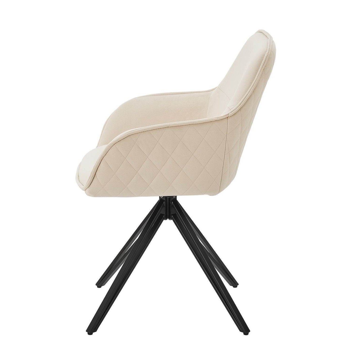 Esszimmerstuhl Drehstuhl Clyde mit Armlehne Samt Beige - Palo24