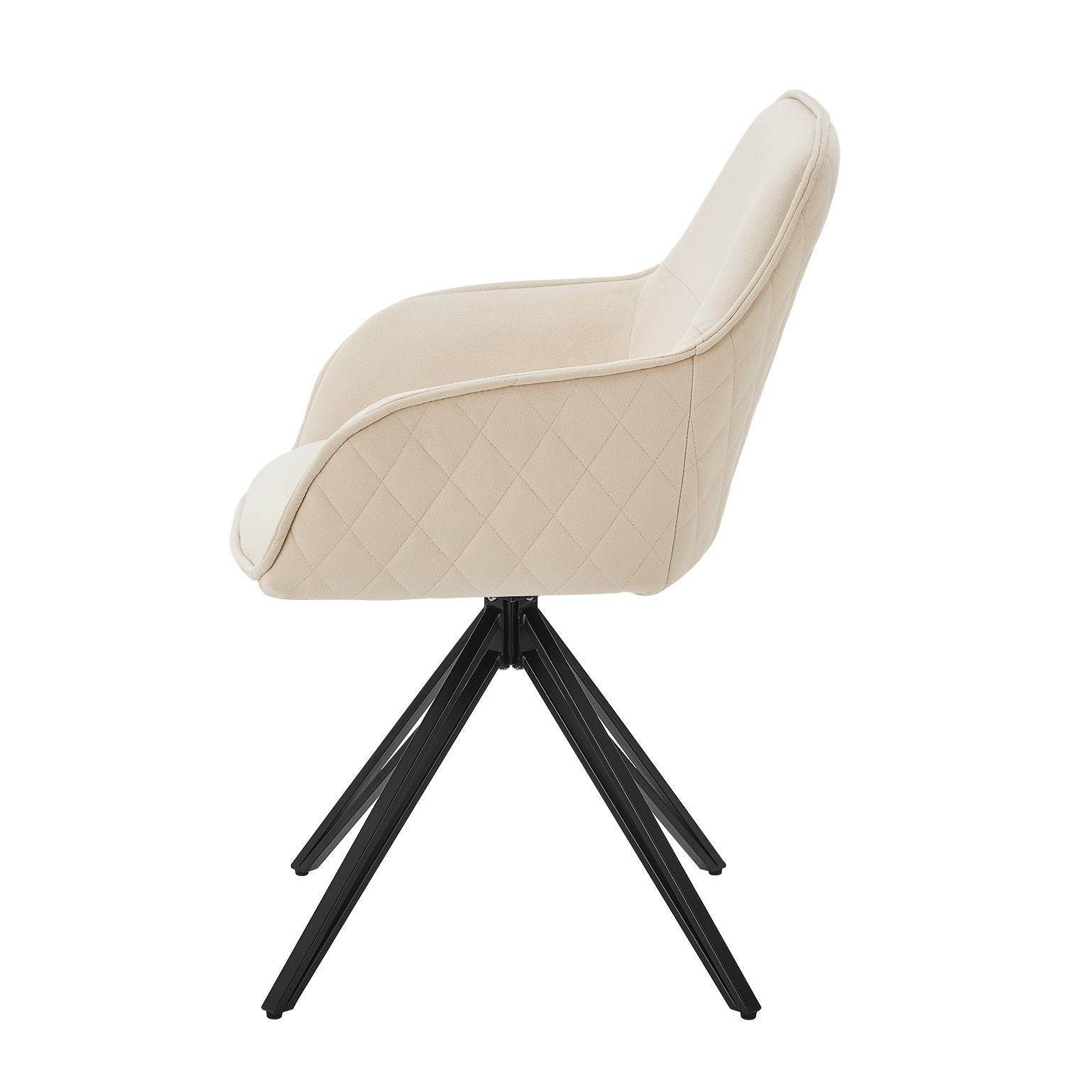 Esszimmerstuhl Drehstuhl Clyde mit Armlehne Samt Beige - Palo24