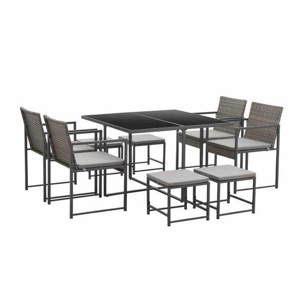 Polyrattan Sitzgruppe Bahamas L in Grau Industrial Design - Palo24