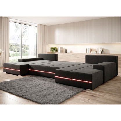 Sofa Malbun mit LEDs & Schlaffunktion Dunkelgrau - Palo24