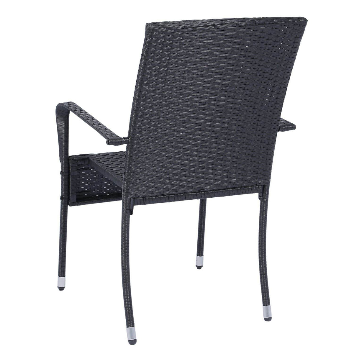 Polyrattan Gartenstühle Yoro 4er Set Schwarz - Palo24