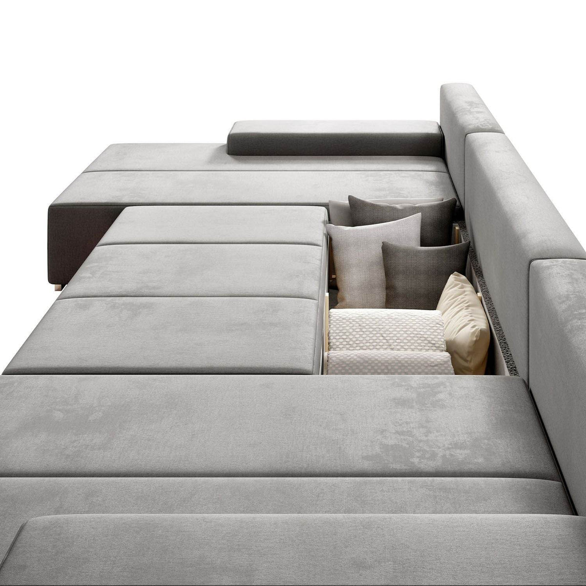 Sofa Malbun mit LEDs & Schlaffunktion Hellgrau - Palo24