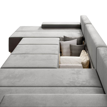 Sofa Malbun mit LEDs & Schlaffunktion Hellgrau - Palo24