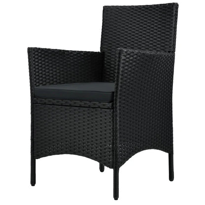 Set da balcone in polyrattan da 3 pezzi Bayamo nero/grigio