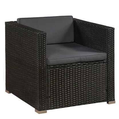 Salon / salon en polyrotin Punta Cana L noir avec housses gris foncé