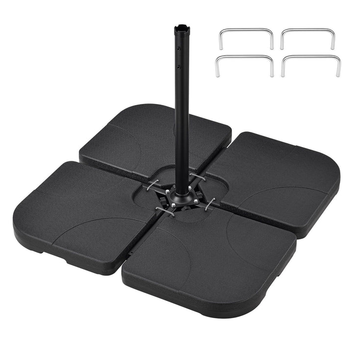 Jeu de 4 poids de parapluie quadruples remplissables jusqu'à 80 kg en PEHD noir