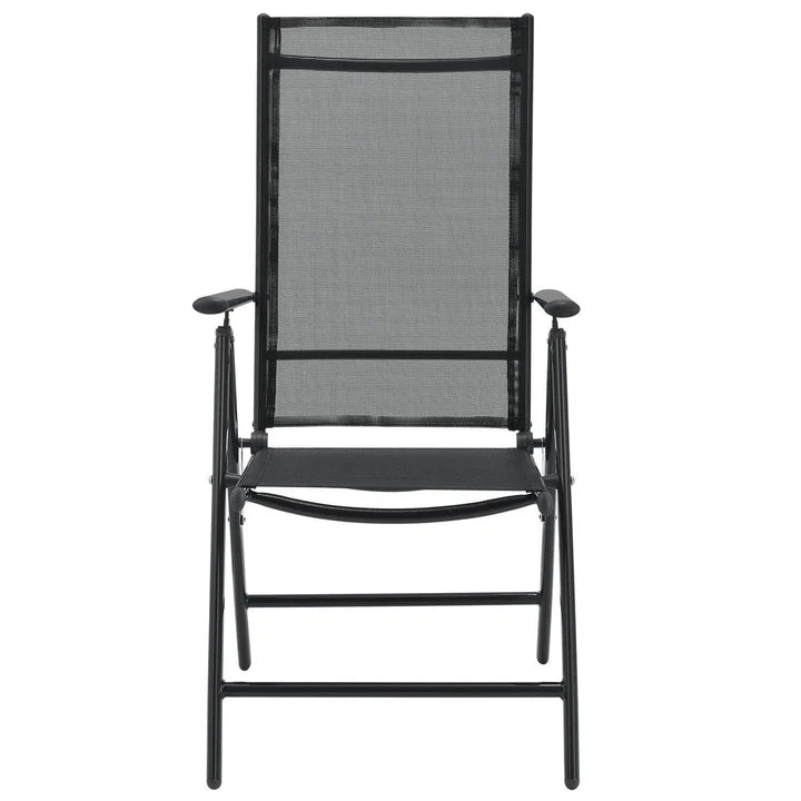 Salon de jardin en aluminium Milano 7 pièces avec table et 6 chaises gris foncé