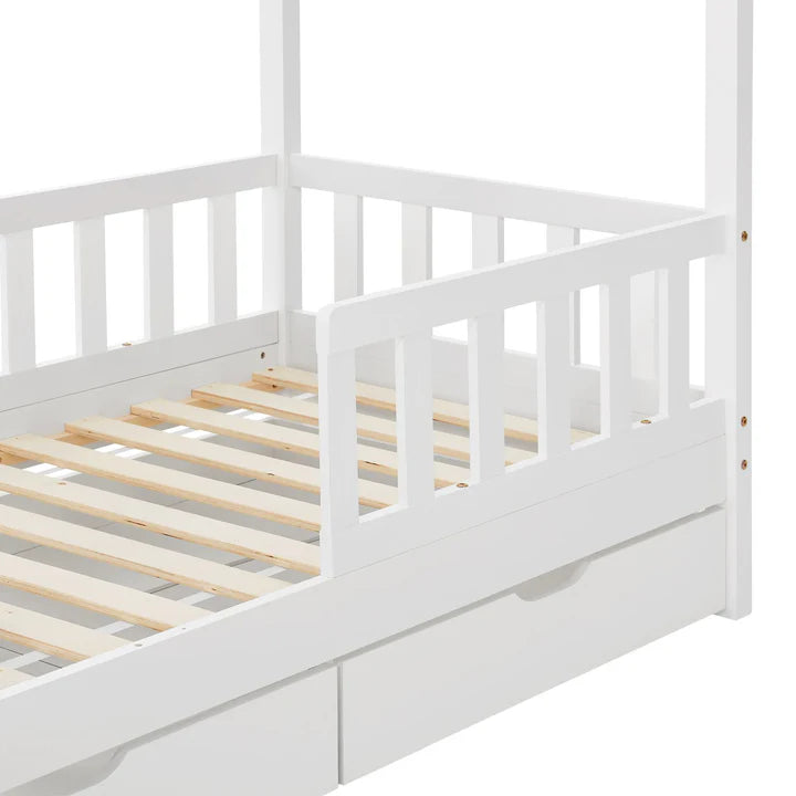 Letto per bambini Marli 80 x 160 cm con contenitore e rete a doghe bianco