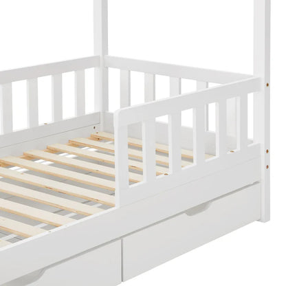 Letto per bambini Marli 80 x 160 cm con contenitore e rete a doghe bianco