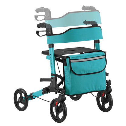 Aluminium Rollator Vital klappbar mit Sitzfläche & Einkaufstasche in petrol