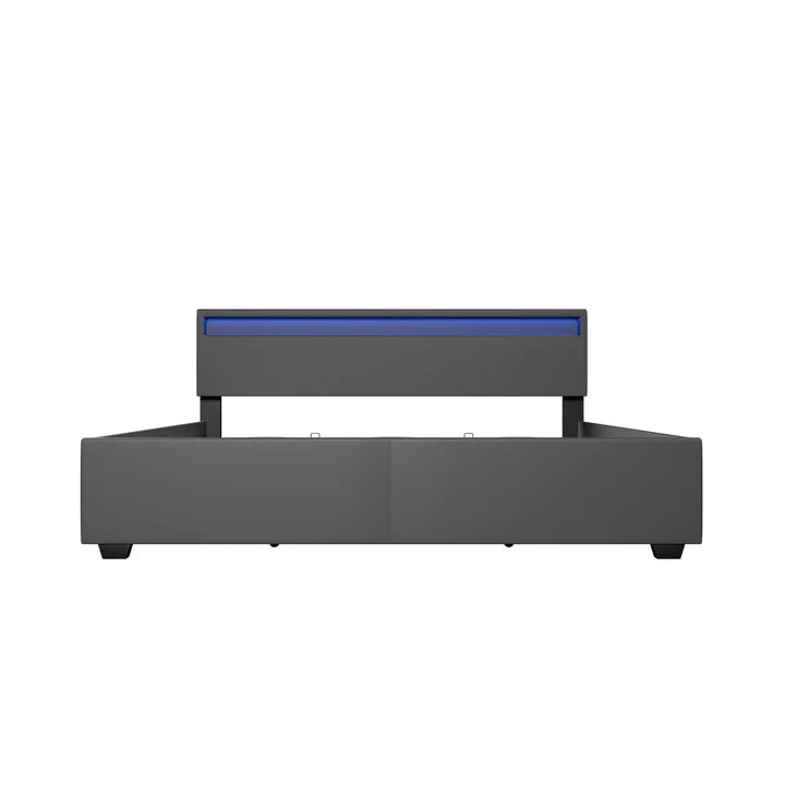 LED Polsterbett Lyon mit Bettkasten 180 x 200 cm - dunkelgrau