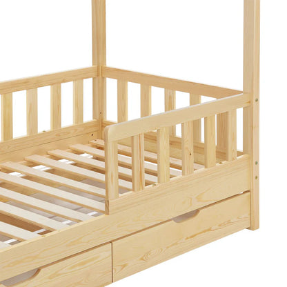 Letto per bambini Marli 80 x 160 cm con cassone e rete a doghe naturale