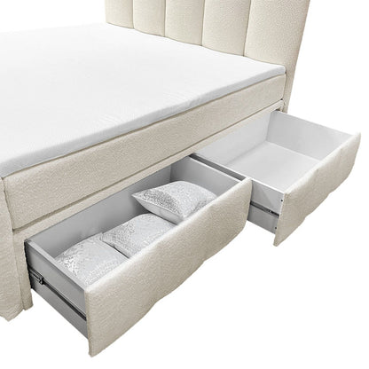 Boxspringbett Manitoba 180x200 cm mit Bettkasten Creme