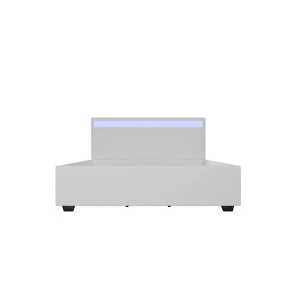LED Polsterbett Lyon mit Bettkasten 140 x 200 cm - weiss