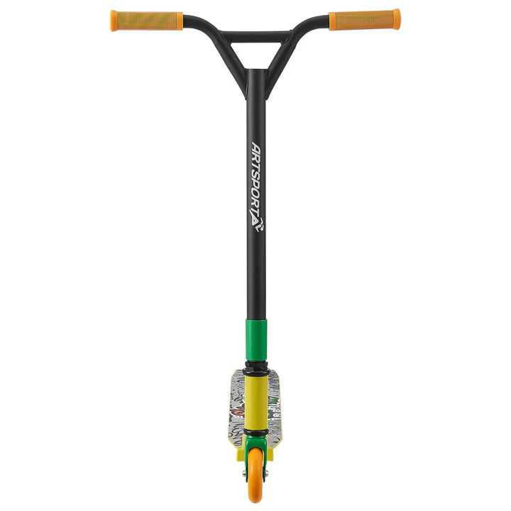 Stunt Scooter Street Life in Schwarz Gelb Trick Roller mit 360° Lenkung