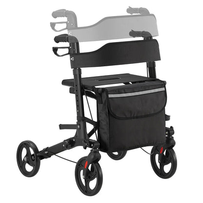 Aluminium Rollator Vital klappbar mit Sitzfläche & Einkaufstasche in schwarz