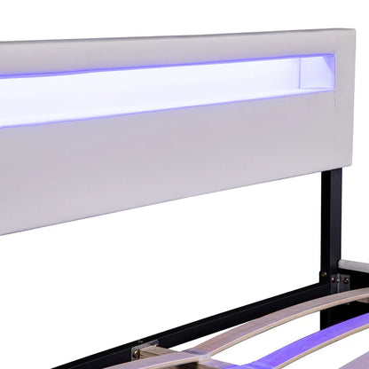 LED Polsterbett Paris 180x200 cm mit Lattenrost Weiss