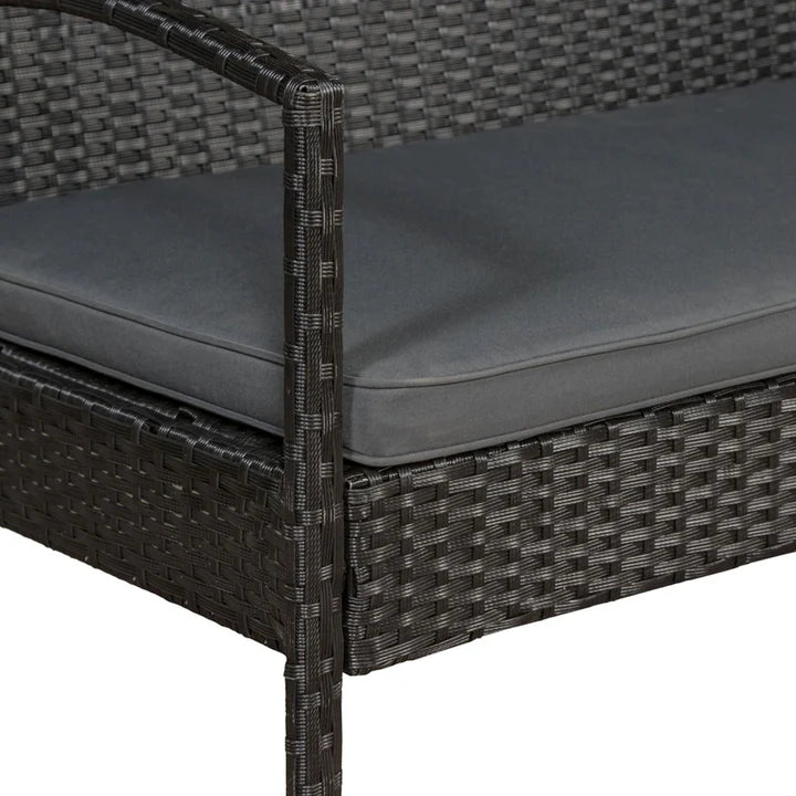 Polyrattan Sitzgruppe Trinidad schwarz mit dunkelgrauen Bezügen