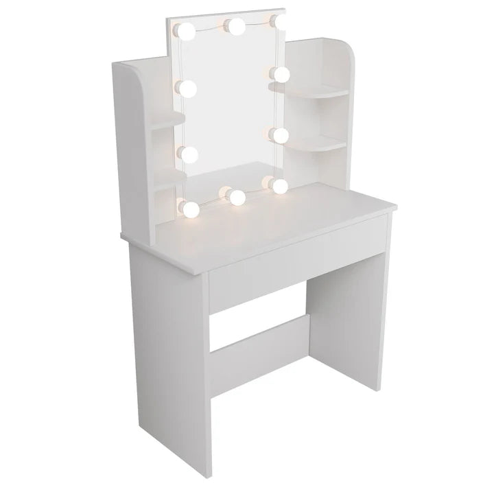 Schminktisch Zoey Weiss mit LED-Beleuchtung
