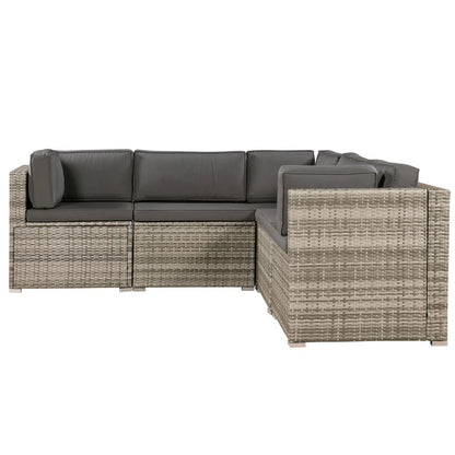 Polyrattan Lounge Sitzgruppe Nassau beige-grau mit Bezügen in Dunkelgrau