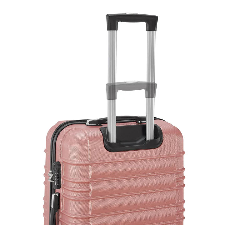 Set de valises rigides Rome - Set rose 4 pièces avec coque rigide en ABS résistant aux chocs et roues 360°
