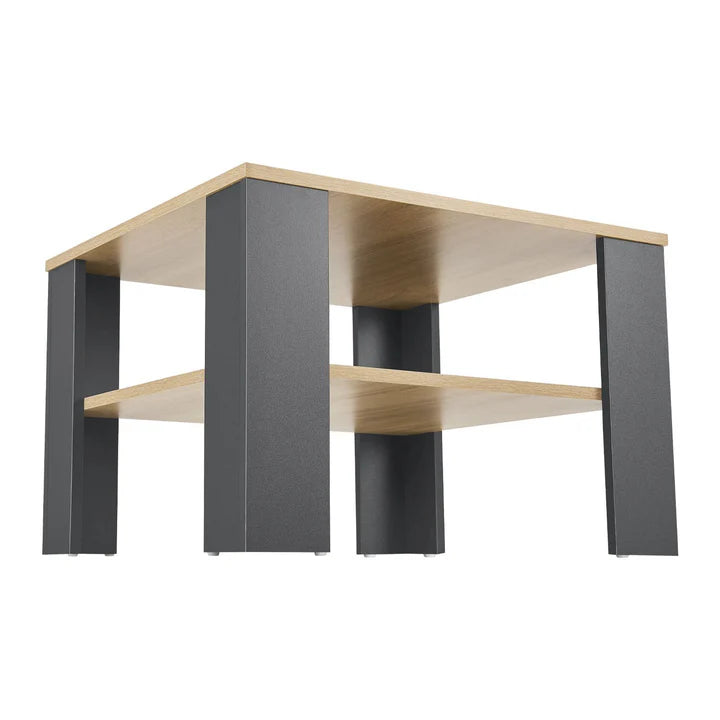 Couchtisch in Grau mit Holzoptik 60x60 cm