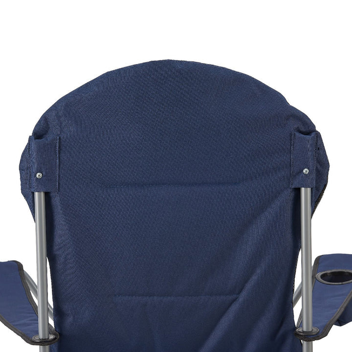 Chaise de camping Lido bleue, chaise pliante rembourrée avec porte-gobelet et sac