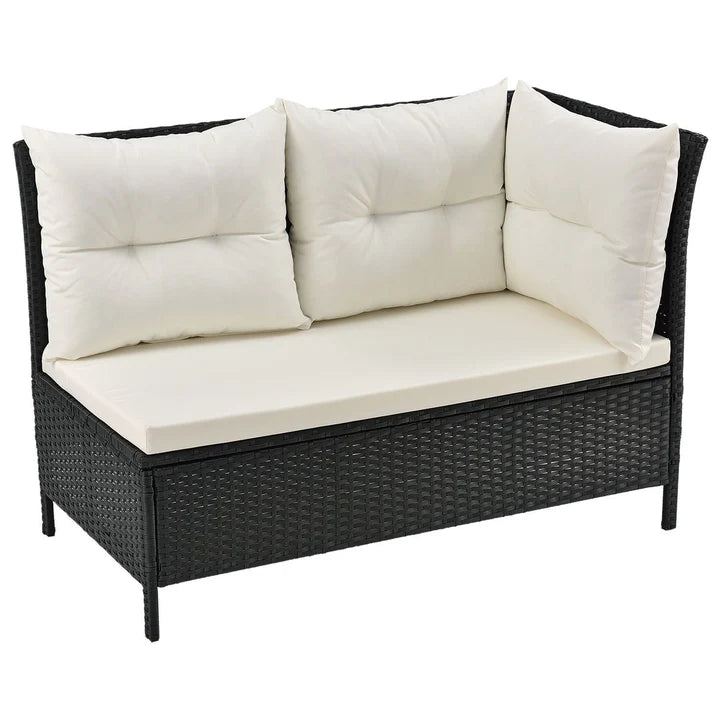 Polyrattan Lounge Manacor Gartenmöbel-Set Schwarz/Creme