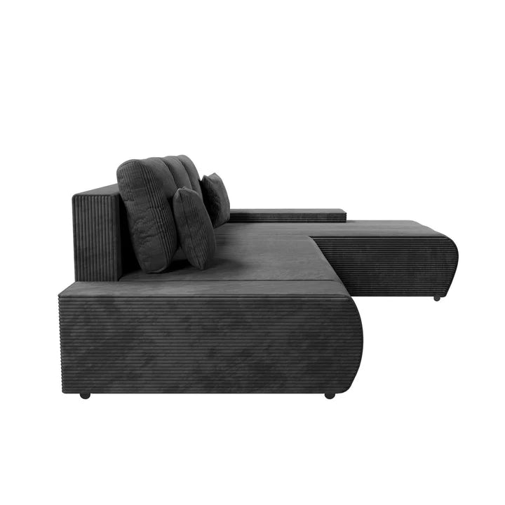 Sofa Iseo mit Schlaffunktion mit Cord-ähnlichem Stoff Dunkelgrau - Palo24