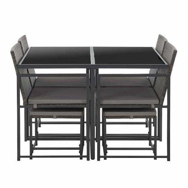 Polyrattan Sitzgruppe Bahamas L in Grau Industrial Design - Palo24
