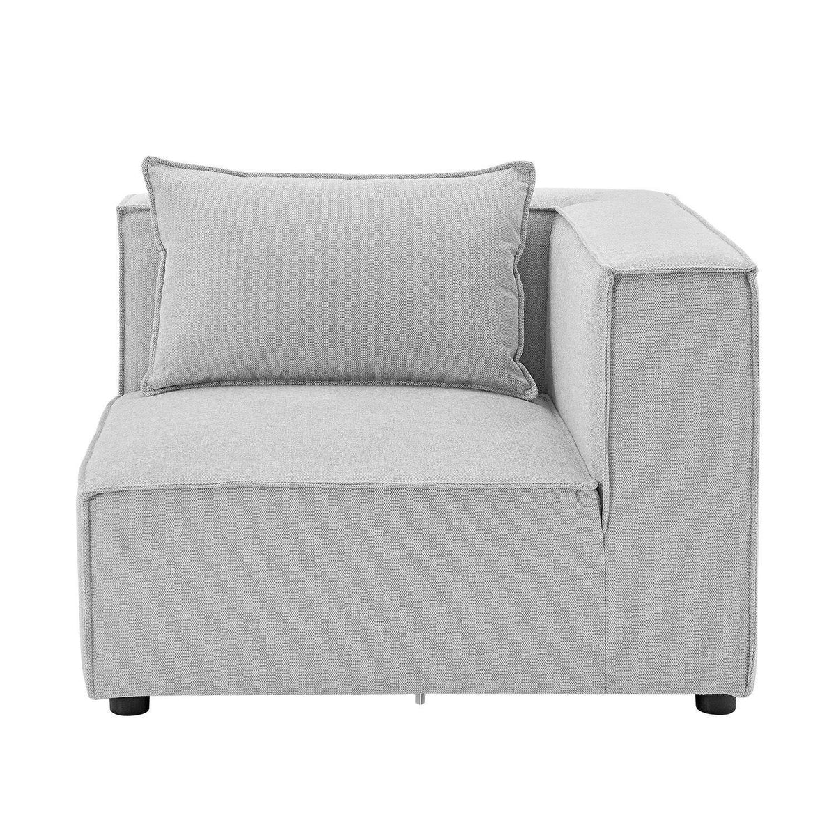 Modulares Sofa Domas XXL - Wohnlandschaft Armlehnen & Kissen - Stoff Hellgrau - Palo24