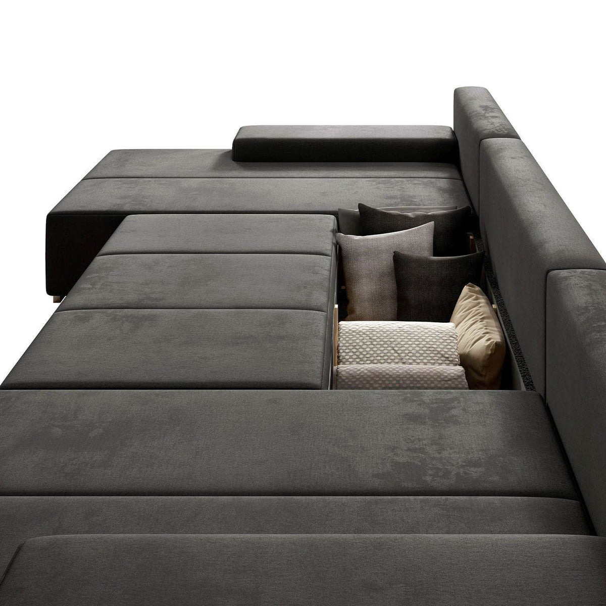 Sofa Malbun mit LEDs & Schlaffunktion Dunkelgrau - Palo24