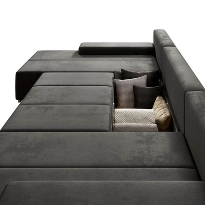 Sofa Malbun mit LEDs & Schlaffunktion Dunkelgrau - Palo24