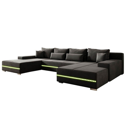 Sofa Malbun mit LEDs & Schlaffunktion Dunkelgrau - Palo24